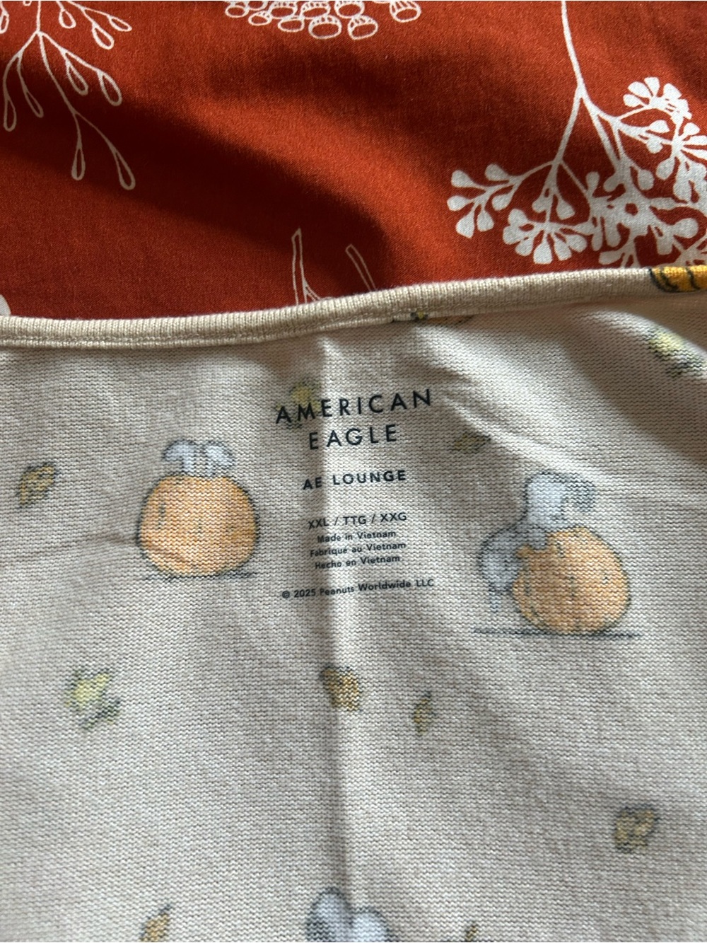 American Eagle Pumpkin Print Cream Pajama Set - Tank & Pants - Picture 2 of 2